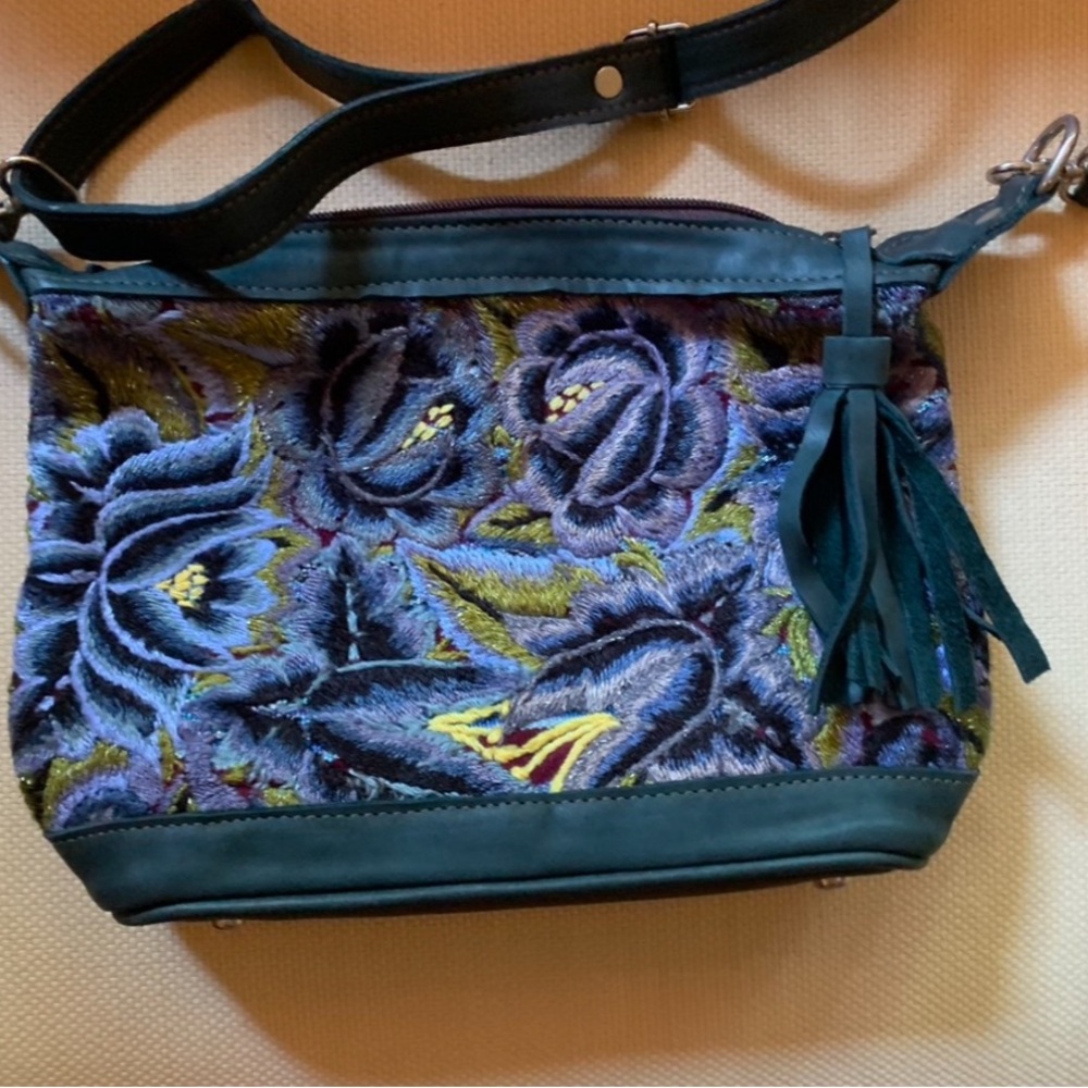 Handmade Leather Guatemalan Huipil Handbag - Samantha